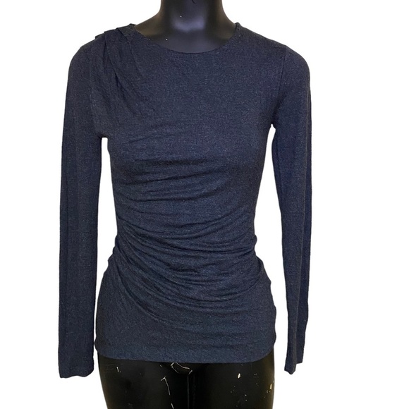 Banana Republic Charcoal Gray Side Ruched Long-sleeve Top - Picture 1 of 6